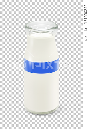 牛乳のイラスト 牛乳瓶 リアル 121330235