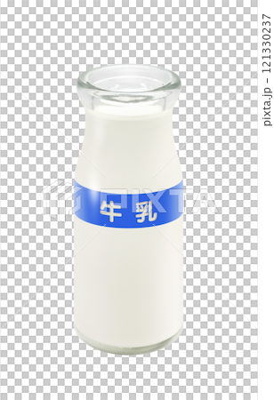 牛乳のイラスト 牛乳瓶 リアル 121330237