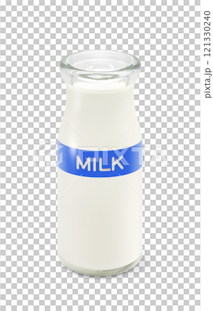 牛乳のイラスト 牛乳瓶 リアル 121330240