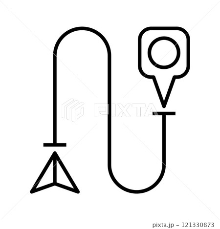 Destination, path, route icon. Single route tracking motion icon, simple line path searching. Destination, path, route icon. Single route tracking motion icon, simple line path searching. 121330873