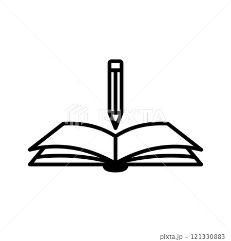 Open book icon. Notebook on white background. Education symbol. 121330883