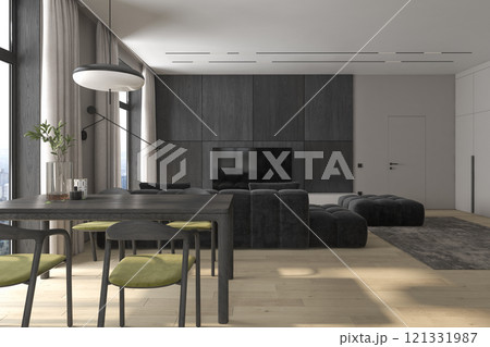 Modern style conceptual interior room 3d illustration 121331987