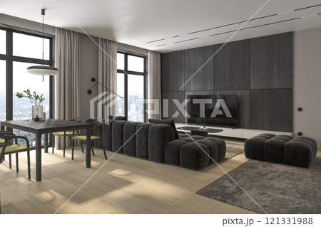 Modern style conceptual interior room 3d illustration 121331988