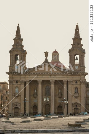 Historic Old Church in Tranquil Square Timeless Architecture Historic Old Church in Tranquil Square Timeless Architecture 121332132