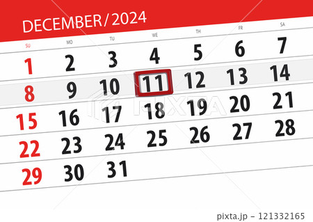 Calendar 2024, deadline, day, month, page, organizer, date, December, wednesday, number 11 121332165