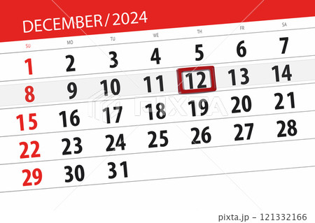 Calendar 2024, deadline, day, month, page, organizer, date, December, thursday, number 12 121332166
