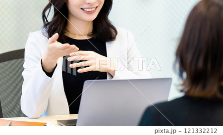 ミーティングをする2人の女性・ビジネスウーマン ミーティングをする2人の女性・ビジネスウーマン 121332212