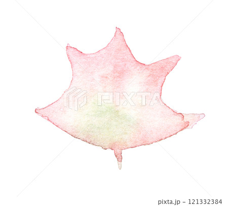 Delicate watercolor maple leaf in soft pastel hues on a white background Delicate watercolor maple leaf in soft pastel hues on a white background 121332384