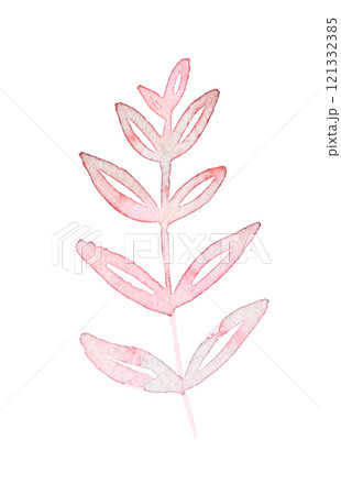 Pink watercolor leaf illustration: elegant floral botanical art with smooth Pink watercolor leaf illustration: elegant floral botanical art with smooth 121332385