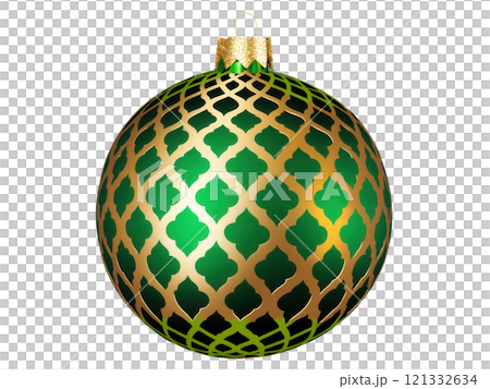 Christmas Ball a lime green and gold floral lattice, fresh and vibrant, isolated on a transparent background, dynamically suspended. Christmas Ball a lime green and gold floral lattice, fresh and vibrant, isolated on a transparent background, dynamically suspended. 121332634