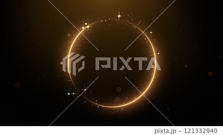 A Glowing Circular Sparkle on a Rich Dark Background, Enchanting and Captivating to View 121332940