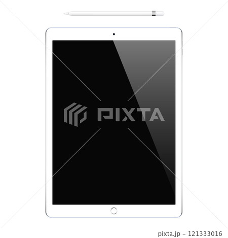 tablet and pencil or stylus isolated on white background. vector illustration 121333016