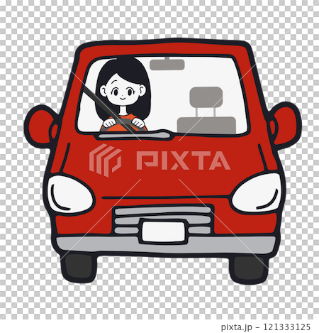 赤い車を運転している女性 121333125