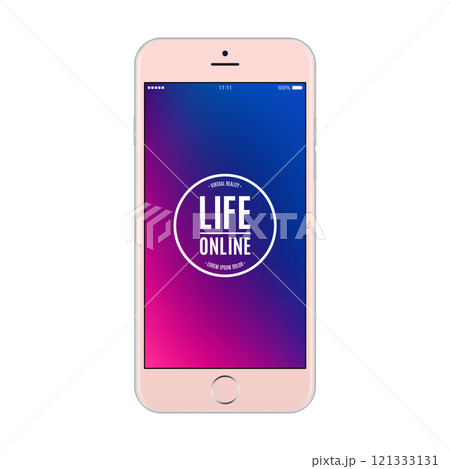 smartphone rose gold color with colored screen isolated on white background. stock vector illustration eps10 121333131