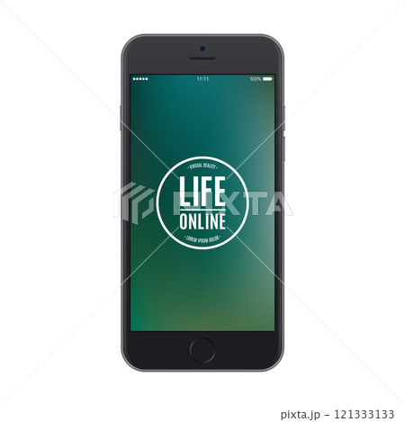 smartphone black frosted color with colored screen isolated on white background. stock vector illustration eps10 121333133
