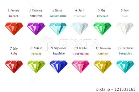 誕生日石の宝石セットイラスト 121333163