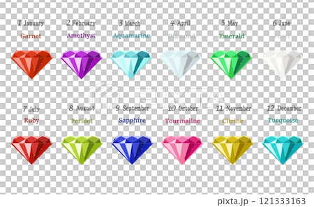誕生日石の宝石セットイラスト 121333163