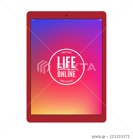 tablet red color with colored screen isolated on white background. stock vector illustration eps10 tablet red color with colored screen isolated on white background. stock vector illustration eps10 121333171