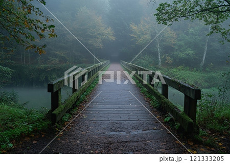 bridge in fog, reaching end, persistence, misty atmosphere bridge in fog, reaching end, persistence, misty atmosphere 121333205