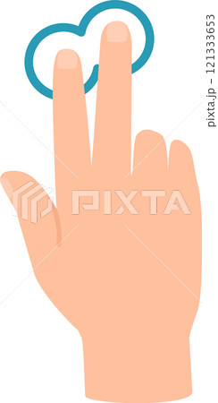 Two fingers pinching outwards on a touchscreen, zooming in on content, demonstrating a common gesture for expanding or enlarging digital elements Two fingers pinching outwards on a touchscreen, zooming in on content, demonstrating a common gesture for expanding or enlarging digital elements 121333653