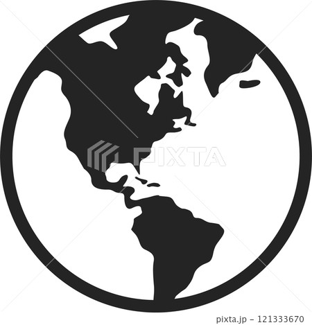 Simple earth globe icon showcasing North and South America, perfect for illustrating global concepts, travel themes, or international business ventures and communications Simple earth globe icon showcasing North and South America, perfect for illustrating global concepts, travel themes, or international business ventures and communications 121333670