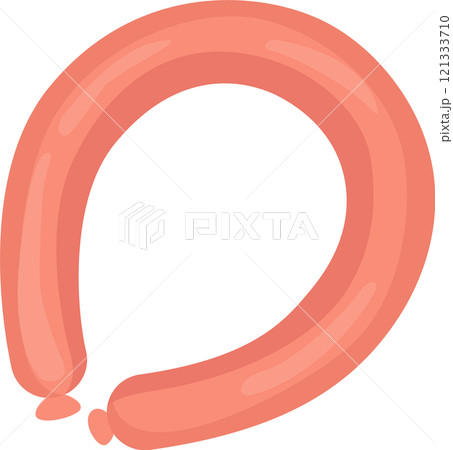 Sausage forming a circular shape against a white background, symbolizing themes of food, meat, protein, and the culinary arts, evoking creativity and delicious meal ideas 121333710