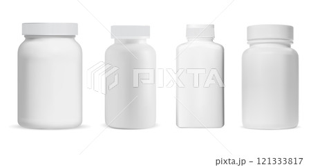 Medical pill bottle white plastic supplement jar Medical pill bottle white plastic supplement jar 121333817