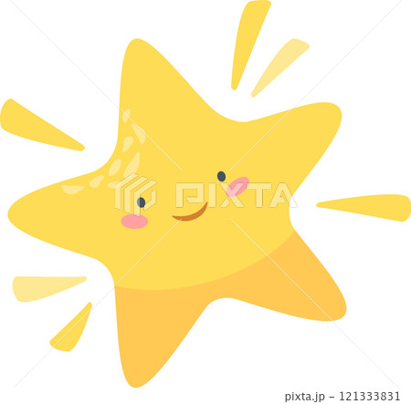 Cheerful, shining cartoon star with a friendly smile adds a touch of whimsy and joy, perfect for children s designs, illustrations, and projects that celebrate happiness and positivity Cheerful, shining cartoon star with a friendly smile adds a touch of whimsy and joy, perfect for children s designs, illustrations, and projects that celebrate happiness and positivity 121333831
