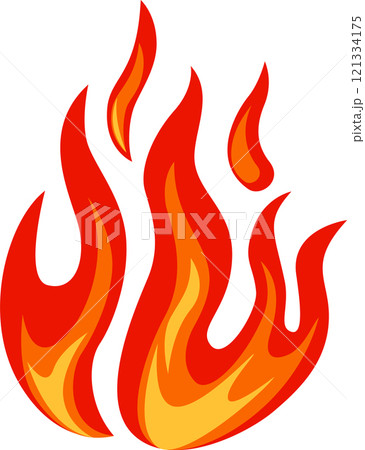Cartoon flames rising from an unseen fire source create a dynamic and lively scene, bursting with energy and warmth against a clean white backdrop Cartoon flames rising from an unseen fire source create a dynamic and lively scene, bursting with energy and warmth against a clean white backdrop 121334175