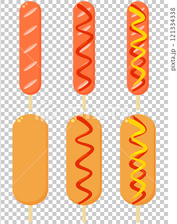Corn dog and frankfurter Corn dog and frankfurter 121334338