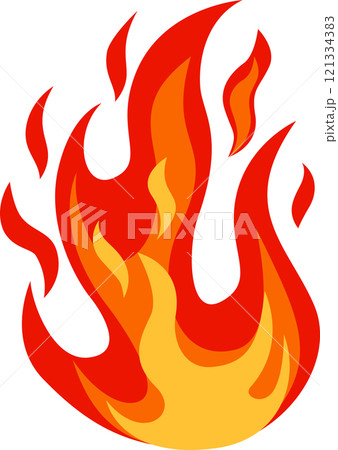 Cartoon flames blazing in vibrant red and orange hues create a striking fire effect against a clean white background, capturing the intensity and energy of burning flames Cartoon flames blazing in vibrant red and orange hues create a striking fire effect against a clean white background, capturing the intensity and energy of burning flames 121334383