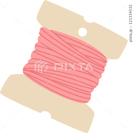 Pink thread neatly wrapped around a cardboard spool, perfect for sewing, embroidery, and various crafting projects, offering a vibrant touch to creative endeavors Pink thread neatly wrapped around a cardboard spool, perfect for sewing, embroidery, and various crafting projects, offering a vibrant touch to creative endeavors 121334532