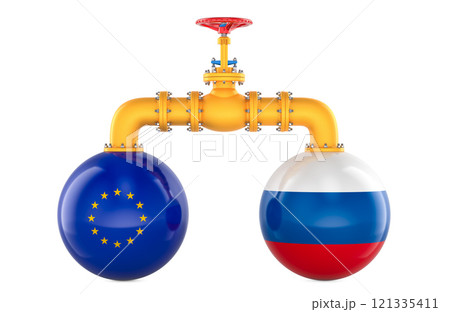Russia-EU gas transit, concept. 3D rendering Russia-EU gas transit, concept. 3D rendering 121335411