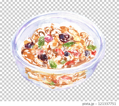 水彩で描いたシリアルのイラスト 121337751