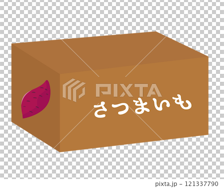 Cardboard box of sweet potatoes. Vector illustration 121337790
