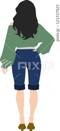 後ろ姿の女性のイラスト 121337825
