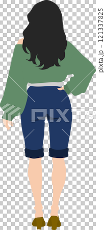 後ろ姿の女性のイラスト 121337825