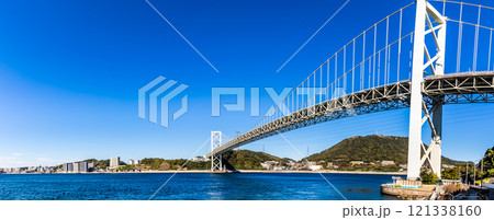 めかり観潮遊歩道からの関門橋　パノラマ【福岡県北九州市】 121338160