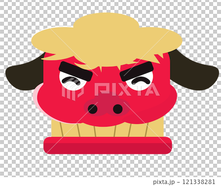 Laughing lion dance face. Vector illustration 121338281