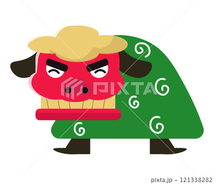 笑顔の獅子舞。ベクターイラスト 笑顔の獅子舞。ベクターイラスト 121338282