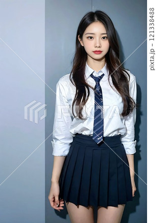 カメラを見つめる女子高生 121338488
