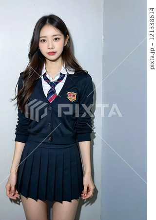 廊下に立つ女子校生 121338614