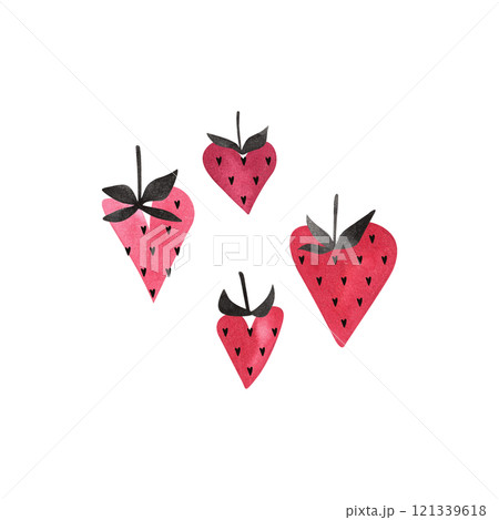Pink strawberry, symbol of playfulness, seduction and passion. Watercolor isolated illustration for Valentine's Day, February 14 121339618