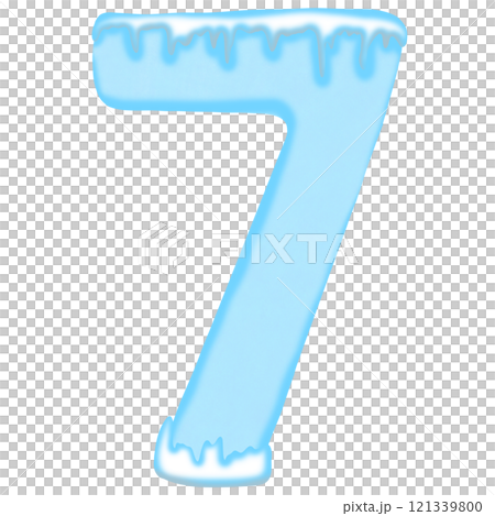 Number seven in icy blue, featuring frost and icicles for a cold, wintery feel. 121339800
