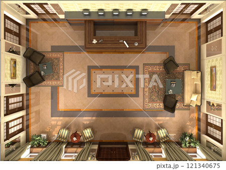 hall, hotel lobby, interior visualization, 3D illustration hall, hotel lobby, interior visualization, 3D illustration 121340675