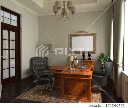 director's office, head office, interior visualization, 3D illustration 121340701