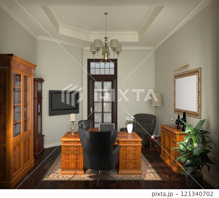 director's office, head office, interior visualization, 3D illustration 121340702