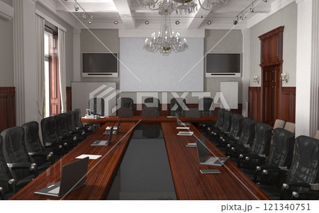 conference room, meeting room, interior visualization, 3D illustration conference room, meeting room, interior visualization, 3D illustration 121340751