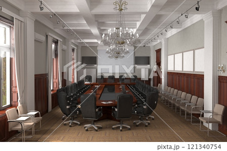 conference room, meeting room, interior visualization, 3D illustration conference room, meeting room, interior visualization, 3D illustration 121340754