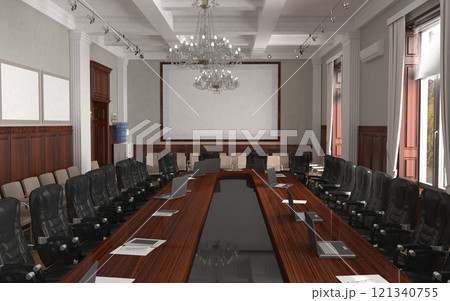 conference room, meeting room, interior visualization, 3D illustration conference room, meeting room, interior visualization, 3D illustration 121340755